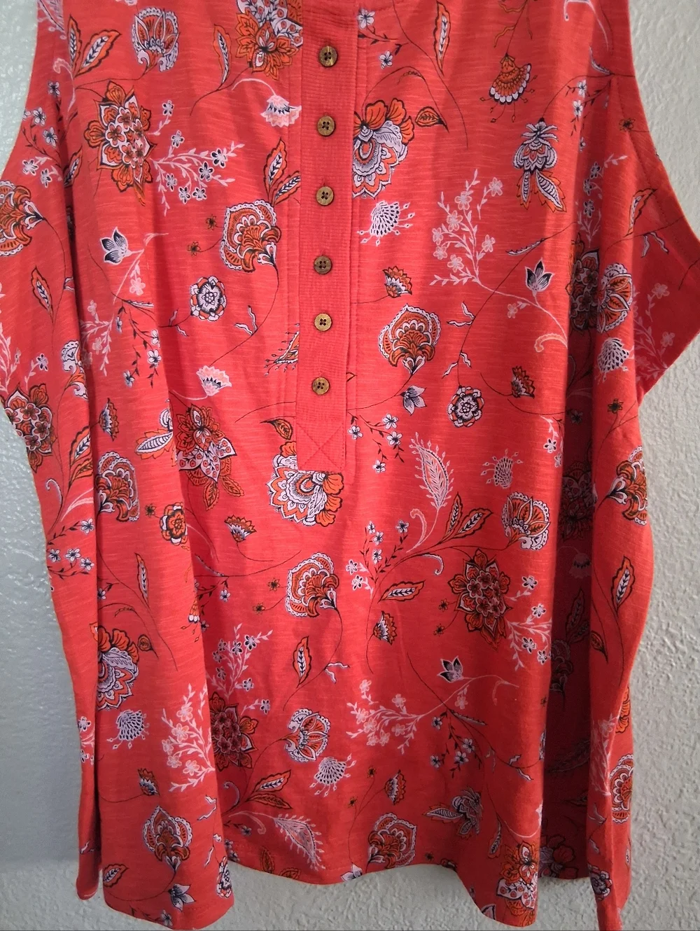 J Jill NWT Floral Henley Tank Cotton Tencel 2X - Picture 3 of 6